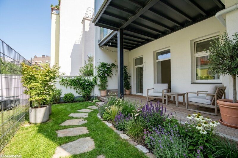 Eigengarten hinter dem Haus im Projekt Mengergasse